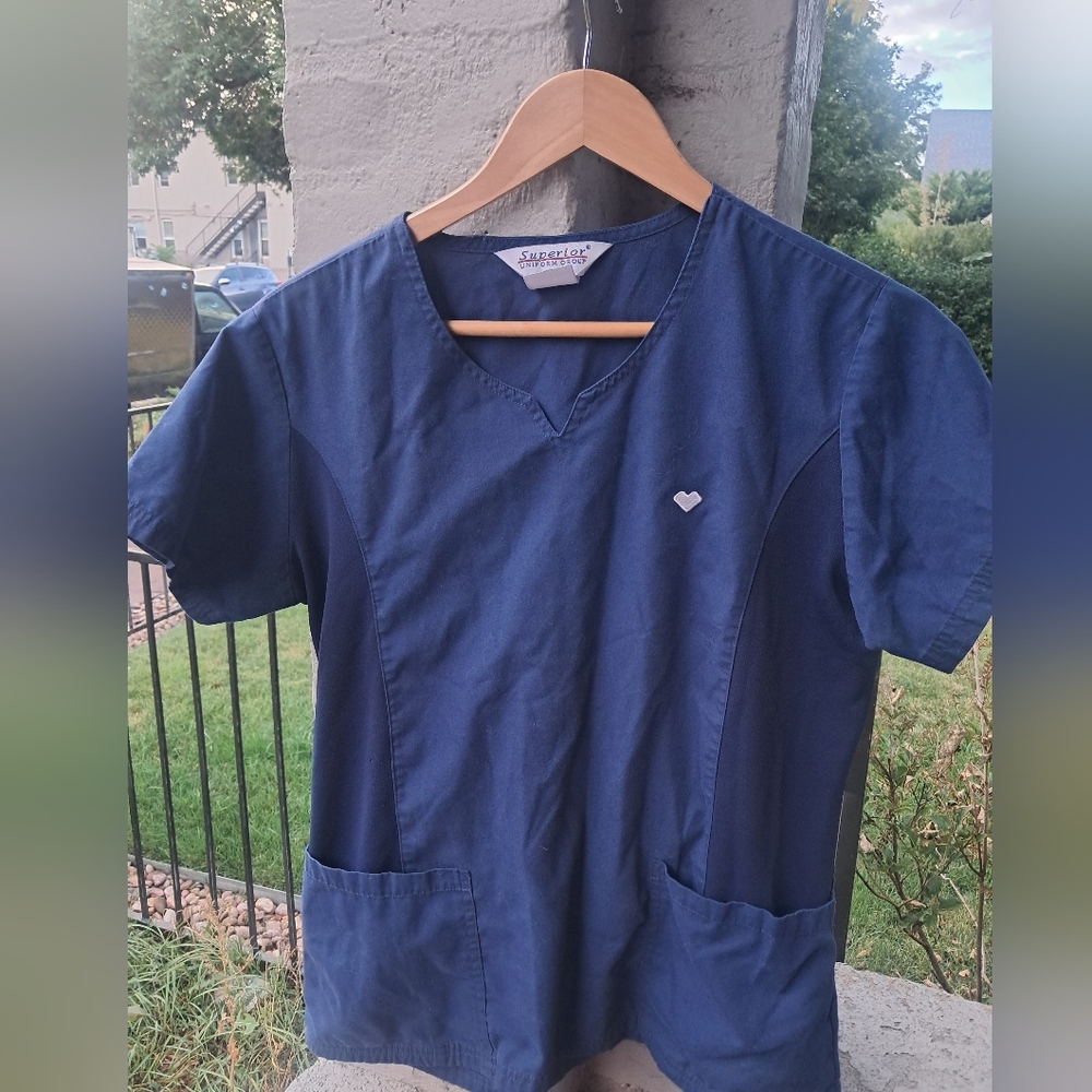Womens Superior Uniform Group Blue Scrub Top